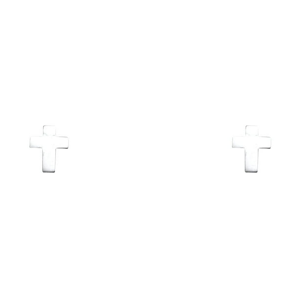 Ioka 14K White Gold Simple Plain Jesus Christ Cross Screw Back Stud Earrings Ioka 14K White Gold Simple Plain Jesus Christ Cross Screw Back Stud Earrings